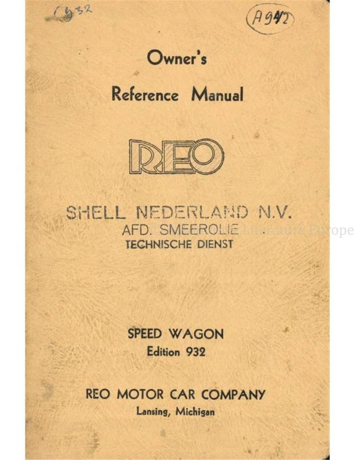 1932 REO SPEED WAGON EDITION 932 INSTRUCTIEBOEKJE ENGELS, Autos : Divers, Modes d'emploi & Notices d'utilisation