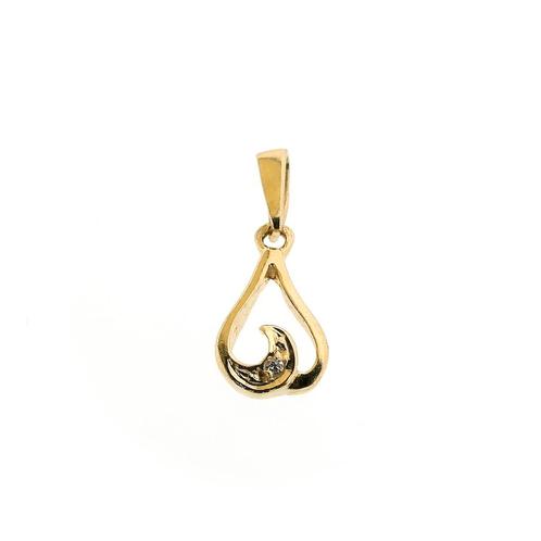 Gouden subtiele hanger met zirconia (liefde, kettinghanger), Bijoux, Sacs & Beauté, Bracelets à breloques, Enlèvement ou Envoi