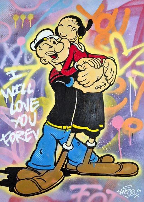 Hipo (1988) - Popeye & Olive Oil - You Make Me Heart (XL, Antiek en Kunst, Kunst | Schilderijen | Modern