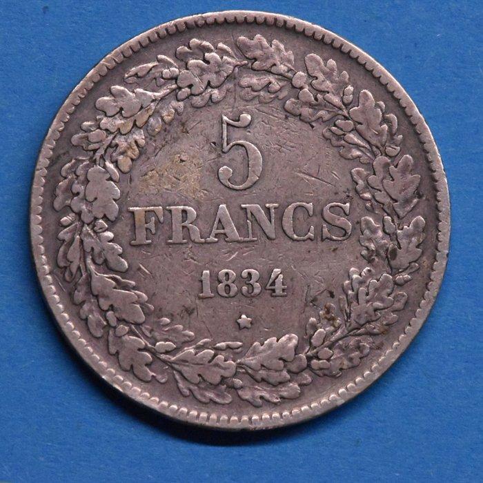 België. Leopold I. 5 Francs 1834 Pos B, Postzegels en Munten, Munten | Nederland