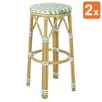 Barkrukken | Rotan/Aluminium | Lichtgroen | Houtlook Frame, Verzenden, Nieuw in verpakking