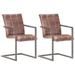 Set van 2 Leren Eetkamerstoelen | OP = OP | 57% Voordeel!, Maison & Meubles, Chaises, Verzenden