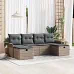 vidaXL Tuinbank Set met kussen met opslag 6 pcs Grijs Poly, Verzenden, Nieuw