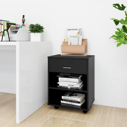 vidaXL Rolkast 46x36x59 cm bewerkt hout zwart, Huis en Inrichting, Kasten | Overige, Nieuw, Verzenden
