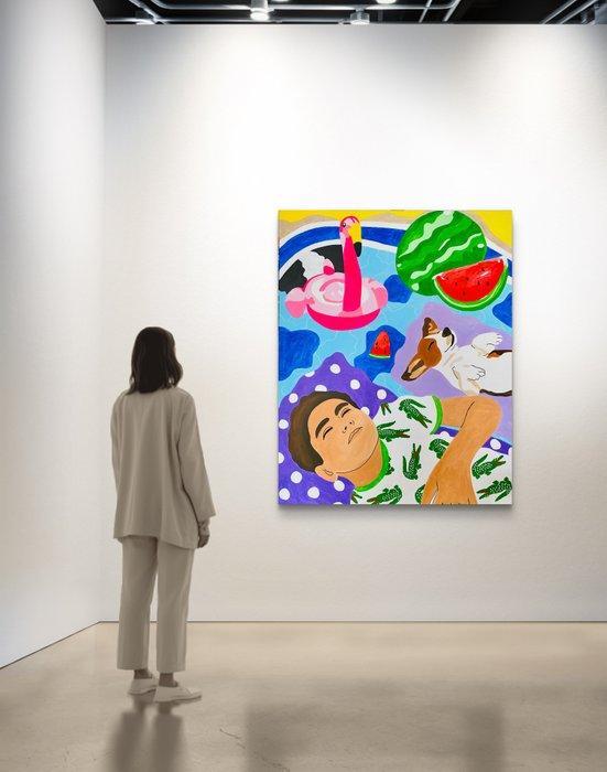 JOHANNE 8 (1974) - Chilling by the pool, Antiek en Kunst, Kunst | Schilderijen | Modern
