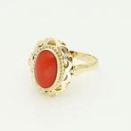 Bague - 14 carats Or jaune Corail rouge - Corail rouge, Nieuw
