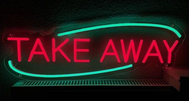 Take away NEON sign bord led lichtbord verlichting lamp XXL, Zakelijke goederen, Horeca | Overige, Verzenden