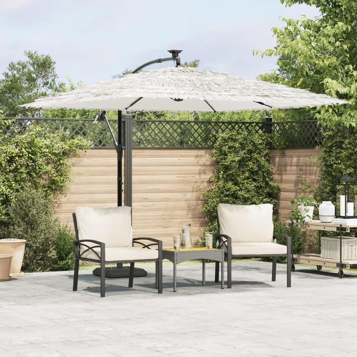 vidaXL Parasol met stalen paal 269x269x235 cm wit, Tuin en Terras, Parasols, Nieuw, Verzenden