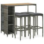 vidaXL 5-delige Tuinbarset met kussens poly rattan grijs, Tuin en Terras, Verzenden, Nieuw