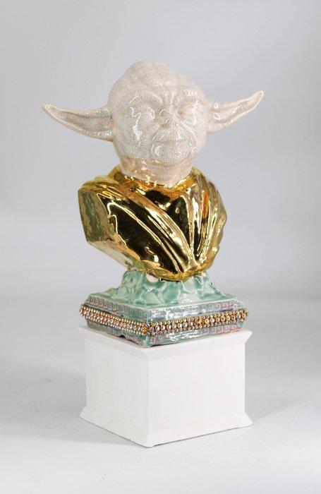 Max Modolo - Craquelé and Gold Yoda Bust· Porcellana, Antiek en Kunst, Kunst | Designobjecten