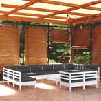 vidaXL Salon de jardin 13 pcs avec coussins blanc bois, Salons de jardin, Neuf, Verzenden