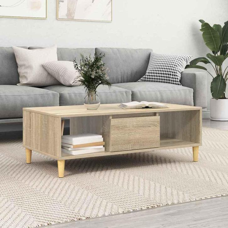 vidaXL Salontafel Sonoma eiken 103,5 x 60 x 35 cm Bewerkt, Huis en Inrichting, Tafels | Salontafels, Nieuw, Verzenden