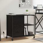 vidaXL Kantoor kast met wiel Zwart eiken 76 x 41 x 72 cm, Verzenden, Nieuw
