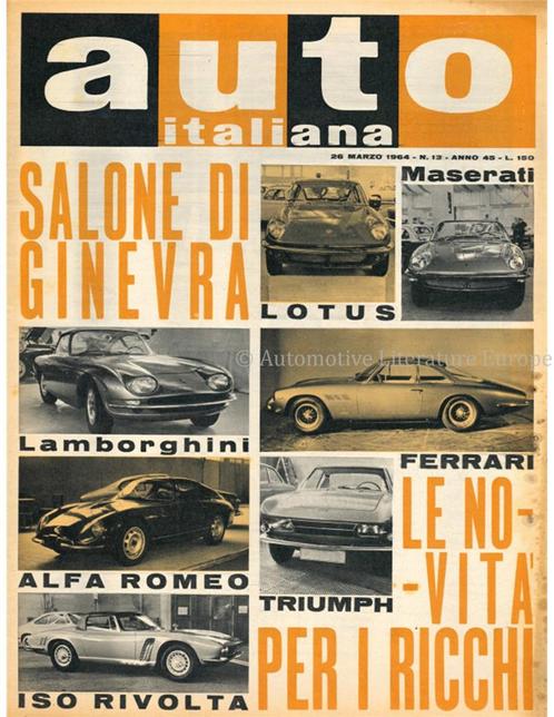1964 AUTO ITALIANA MAGAZINE 13 ITALIAANS, Boeken, Auto's | Folders en Tijdschriften, Ophalen of Verzenden