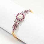 Sans prix de réserve - Bracelet Argent, Plaqué or Rubis -