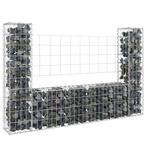 vidaXL Panier de gabion en forme de U avec 2 poteaux Fer, Tuin en Terras, Verzenden