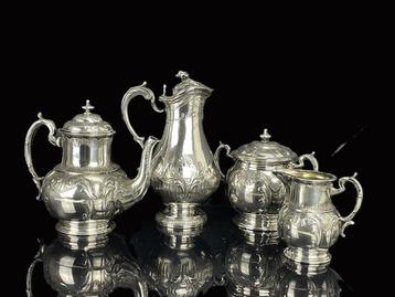 Gallia - Koffie- en theeservies (4) - Zilver metaal, Antiek en Kunst