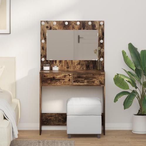vidaXL Kaptafel met LED-verlichting in Rokend Eiken, Huis en Inrichting, Tafels | Kaptafels, Nieuw, Verzenden