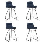 Set van 4 Leren barkrukken Candy laag - Toledo Kobalt, Ophalen of Verzenden