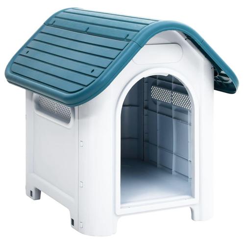 vidaXL Hondenhok 59x75x66 cm polypropeen blauw, Dieren en Toebehoren, Hondenhokken, Nieuw, Verzenden