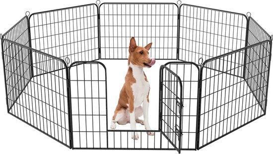 2dekans | Avalo Puppyren Ø210cm Opvouwbaar Zwart - 8 panelen, Dieren en Toebehoren, Hondenhokken, Ophalen of Verzenden