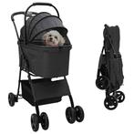 vidaXL Opvouwbare Huisdier Kinderwagen Zwart 81 x 47 x 99 cm, Dieren en Toebehoren, Verzenden, Nieuw