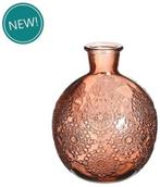 Gekleurd glazen flesje bologna vaasje kandelaar mahogany, Nieuw