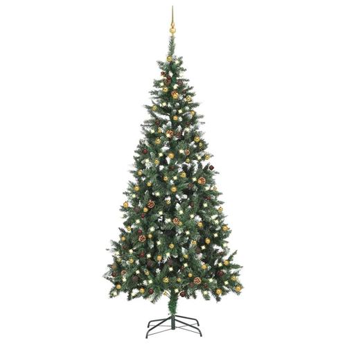 vidaXL Kunstkerstboom met verlichting en kerstballen 210 cm, Diversen, Kerst, Nieuw, Verzenden