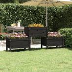 vidaXL Plantenbak 178,5x44x75 cm massief grenenhout zwart, Tuin en Terras, Bloempotten, Verzenden, Nieuw