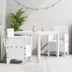 vidaXL Tuin Eettafel Set 3 pcs Wit Polt riet, Tuin en Terras, Verzenden, Nieuw