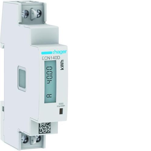 Hager Elektriciteitsmeter - ECN140D, Doe-het-zelf en Bouw, Elektriciteit en Kabels, Verzenden