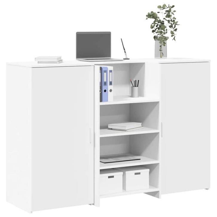 vidaXL Receptiebalie 155x50x103,5 cm bewerkt hout wit, Huis en Inrichting, Bureaus, Nieuw, Verzenden