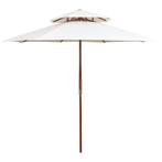 Cremewitte Parasol Hout 270cm | Tweede Kansje | OP = OP, Tuin en Terras, Verzenden, Nieuw, 2 tot 3 meter, Stokparasol