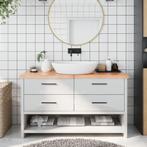 vidaXL Wastafelblad 140x60x(2-4) cm behandeld massief hout, Huis en Inrichting, Keuken | Keukenelementen, Verzenden, Nieuw