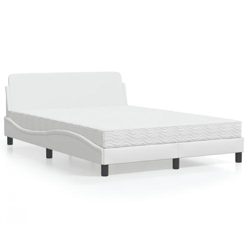 vidaXL Bed met matras kunstleer wit 140x190 cm, Huis en Inrichting, Slaapkamer | Bedden, Nieuw, Verzenden