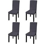 vidaXL Stoelhoezen 4 st stretch recht antracietkleurig, Tuin en Terras, Tuinmeubel-accessoires, Verzenden, Nieuw