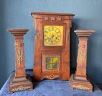 Horloge avec panneaux latéraux (3) - Bois, Bronze -