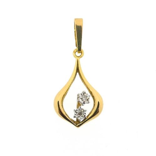 18 Krt. Gouden subtiele hanger met diamant | 0,02 ct., Bijoux, Sacs & Beauté, Bracelets à breloques, Enlèvement ou Envoi