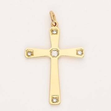 Hanger - 18 karaat Geel goud Diamant (Natuurlijk) - Kruis