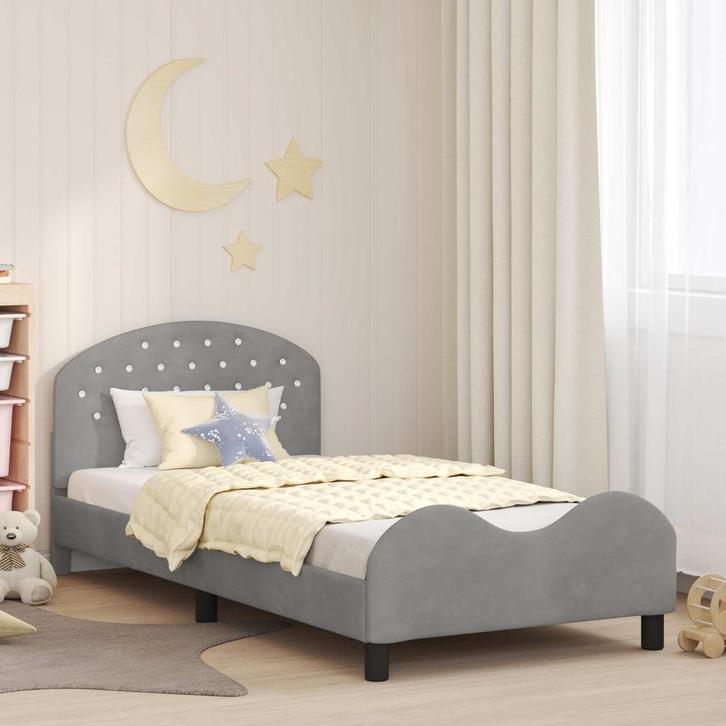 vidaXL Kinderen bedframe met hoofdboard Lichtgrijs 80 x 200, Maison & Meubles, Chambre à coucher | Lits, Envoi