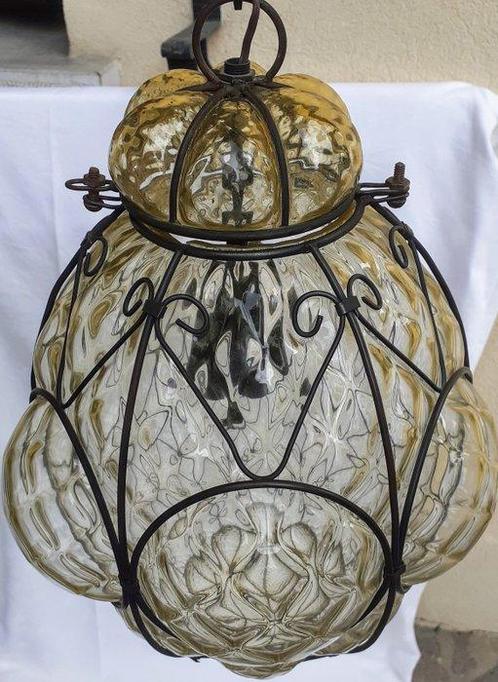 Plafondlamp - Veneziaanse Lantaarnstijl - Glas, Antiek en Kunst, Antiek | Verlichting