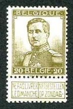 België 1912 - Uitgifte Pellens : 20c bronsgroen met, Postzegels en Munten, Postzegels | Europa | België, Gestempeld