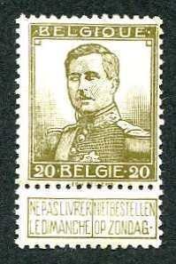 België 1912 - Uitgifte Pellens : 20c bronsgroen met, Postzegels en Munten, Postzegels | Europa | België