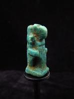 Oud-Egyptisch Faience Amulet van de God Toth met ibisgezicht