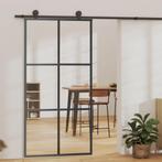 vidaXL Schuifdeur 102x205 cm ESG-glas en aluminium zwart, Doe-het-zelf en Bouw, Deuren en Vliegenramen, Verzenden, Nieuw