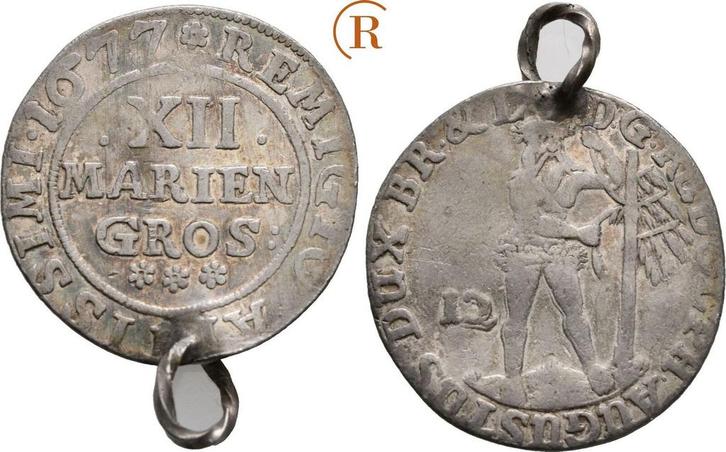 12 Mariengroschen Zellerfeld Wilder Mann 1677 Braunschwei..., Postzegels en Munten, Munten | Europa | Niet-Euromunten, België