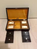Antieke luxe poker- en kaartfiches-set in houten cassette