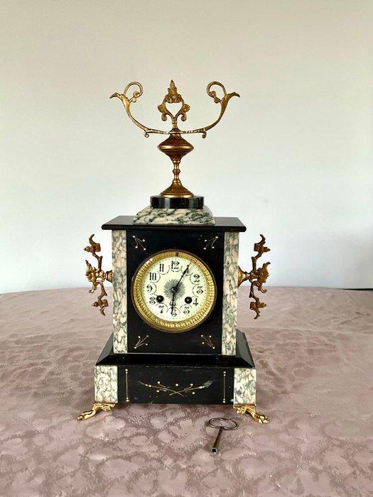 Pendule - Glas, Marmer, Zinklegering - 1900-1910, Antiek en Kunst, Antiek | Klokken
