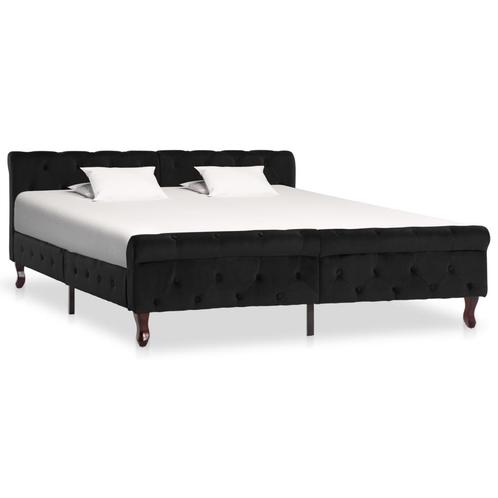 vidaXL Bedframe fluweel zwart 160x200 cm, Maison & Meubles, Chambre à coucher | Lits, Envoi