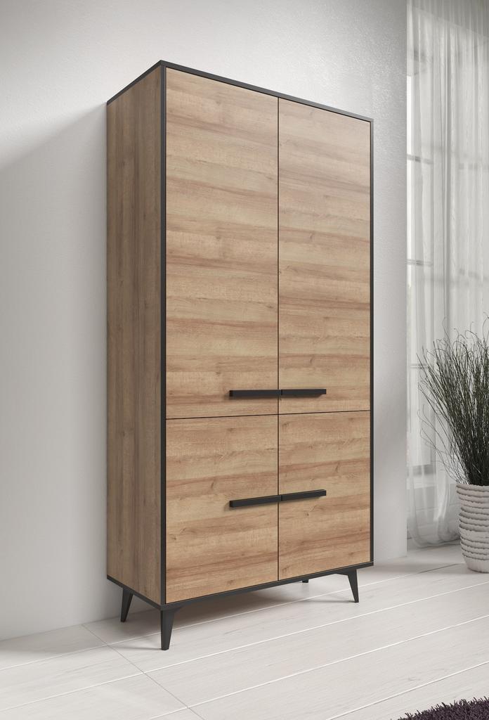 Kast Frey - Licht eiken - Zwart - 91 cm, Huis en Inrichting, Kasten | Overige, Nieuw, Verzenden